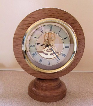 Graham won highly commended with his skeleton clock in oak frame